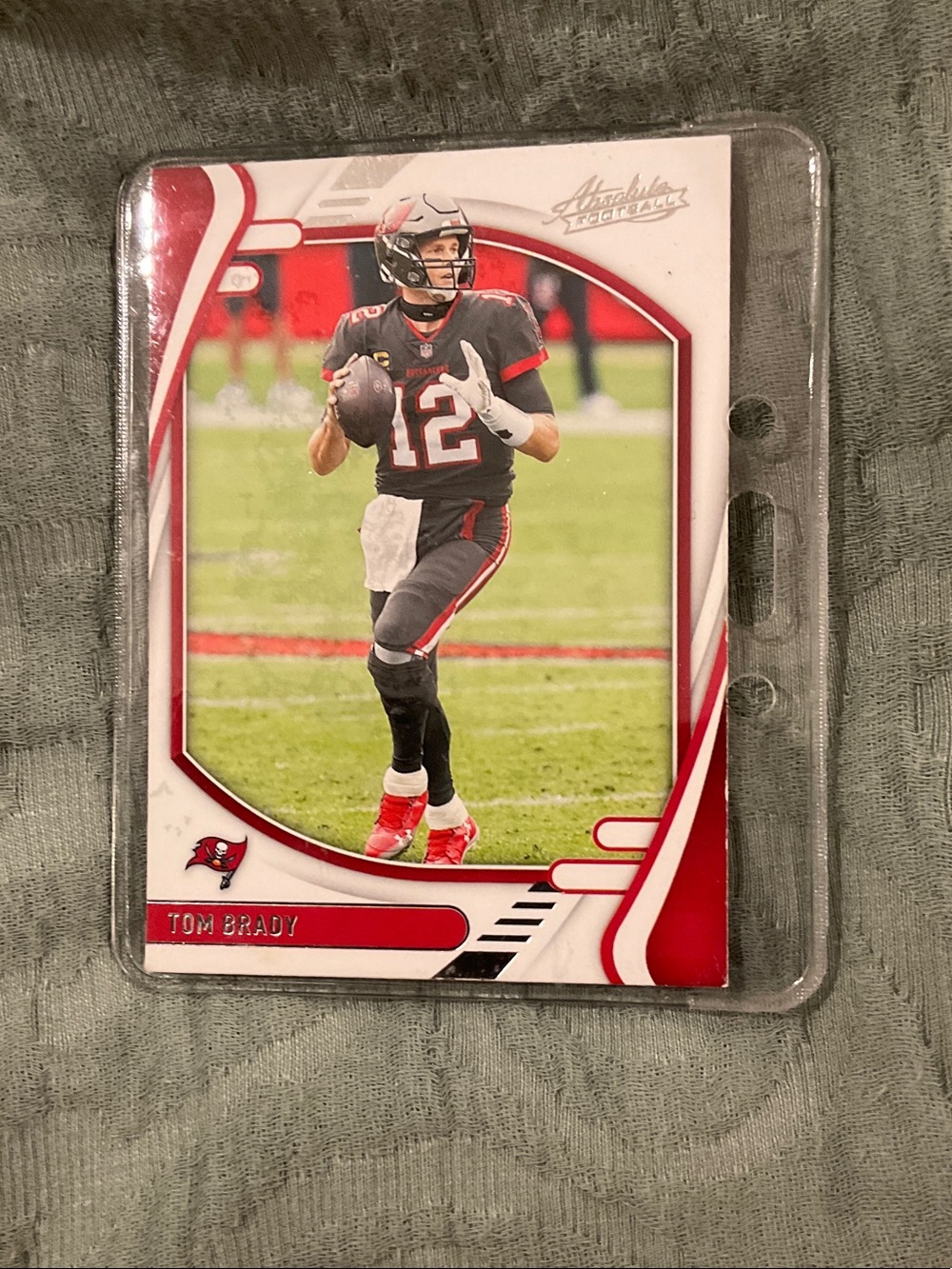 Trading Card - Red and White Football Card Protector tom Brady
